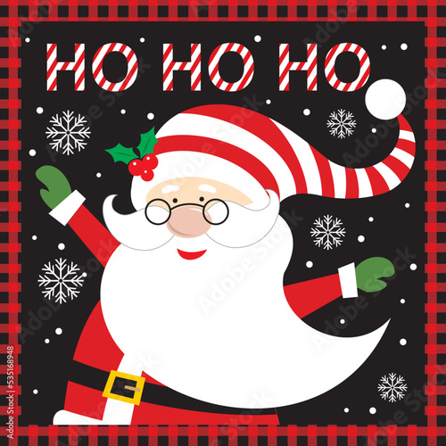 christmas card with santa claus and ho ho ho