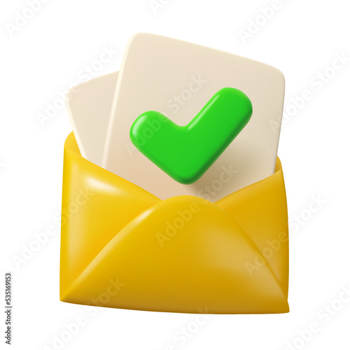 3d mail icon. Vector realistic new message envelope isolated on white background. E-mail newsletter concept