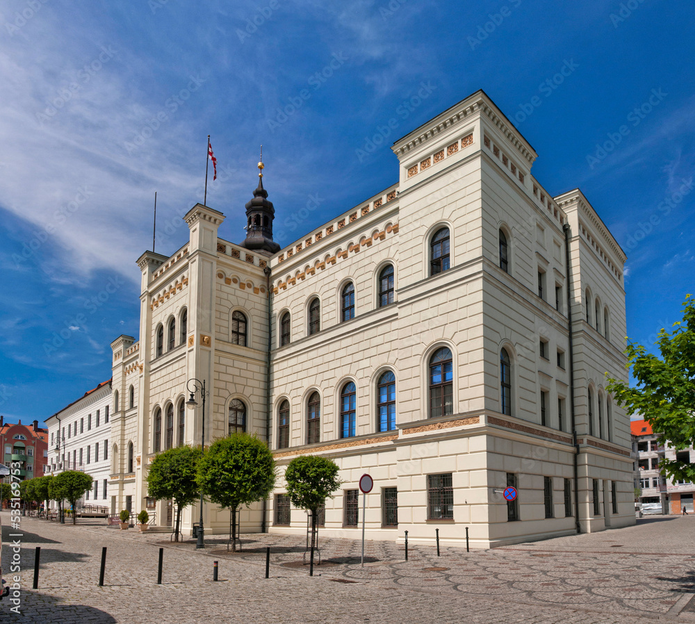 Town Hall in Glogow, town in Lower Silesian Voivodeship, Poland.