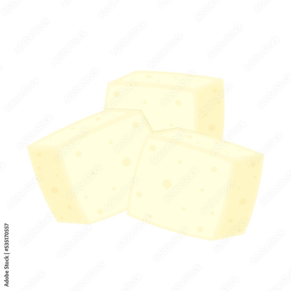White Tofu vector. Tofu cartoon style isolated on white background. Vegetarian nutrition, healthy food.