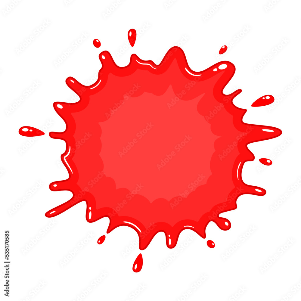 Red blood in halloween day. Red ketchup sauce or strawberry cream splash isolated icon. Vector blood spot. Barbeque messy paste, food dressing liquid splatter splotch. Ink blotch, liquid stamp.