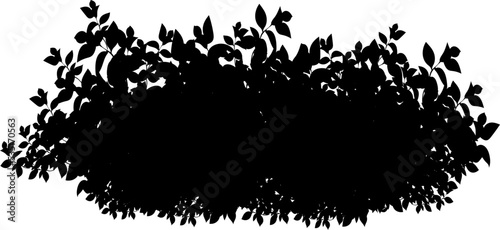 Set of ornamental black plant in the form of a hedge.Realistic garden shrub  seasonal bush  boxwood  tree crown bush foliage.For decorate of a park  a garden or a fence.