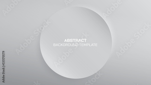Abstract 3 dimension circle frame on light gray background.. White round button.