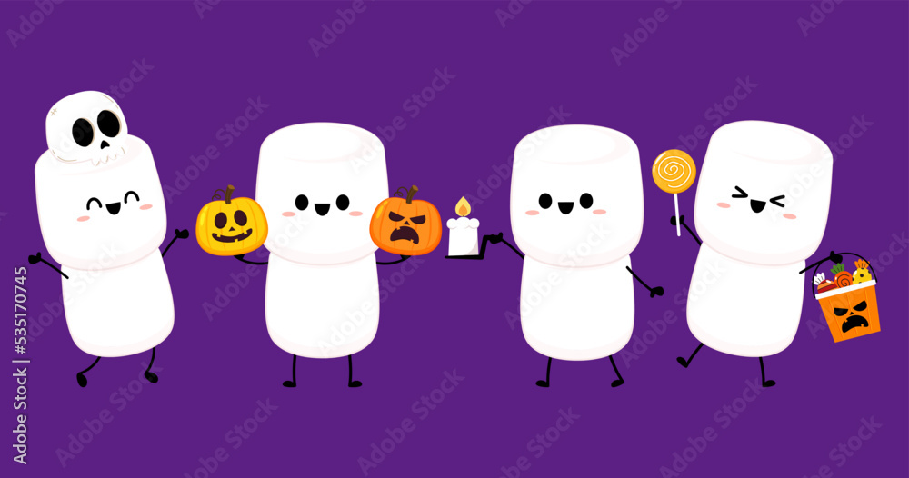 Marshmallow cartoon. marshmallow character design. Marshmallow in a halloween. halloween elements. Halloween party. Marshmallow cartoon. marshmallow character design. Marshmallow in a halloween. halloween elements. Halloween party.