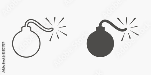Bomb, boom, wick, danger and explosion icon vector symbol isolated. Flat design style. 