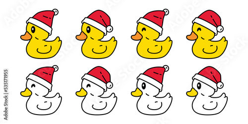duck vector icon christmas santa claus hat rubber duck logo shower bathroom bird chicken character cartoon symbol doodle isolated illustration design