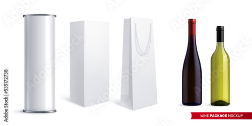 Wine Package Mockup Realistic Set