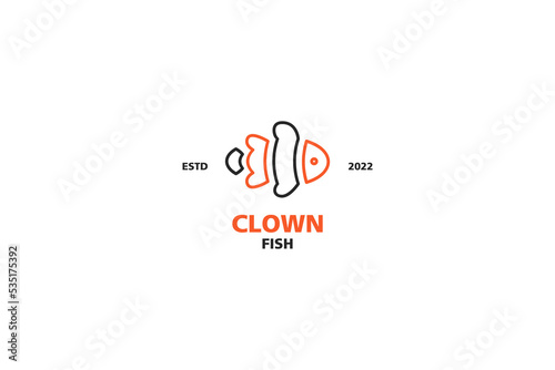 Minimalist clown fish logo design vector illustration