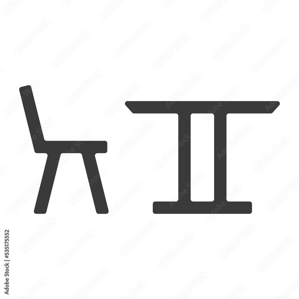 School desk and chair line icon isolated on white background. Vector illustration. School desk and chair line icon isolated on white background. Vector illustration.