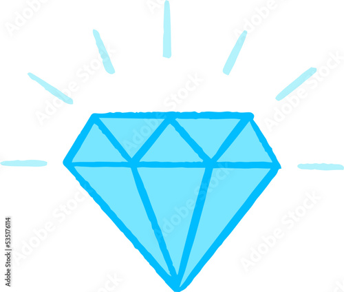Vector illustration of diamond in colored hand-drawn style.