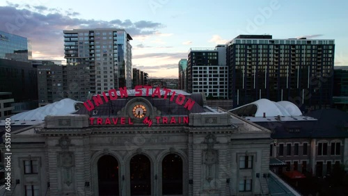 Vintage train station sign in Denver, Colorado photo