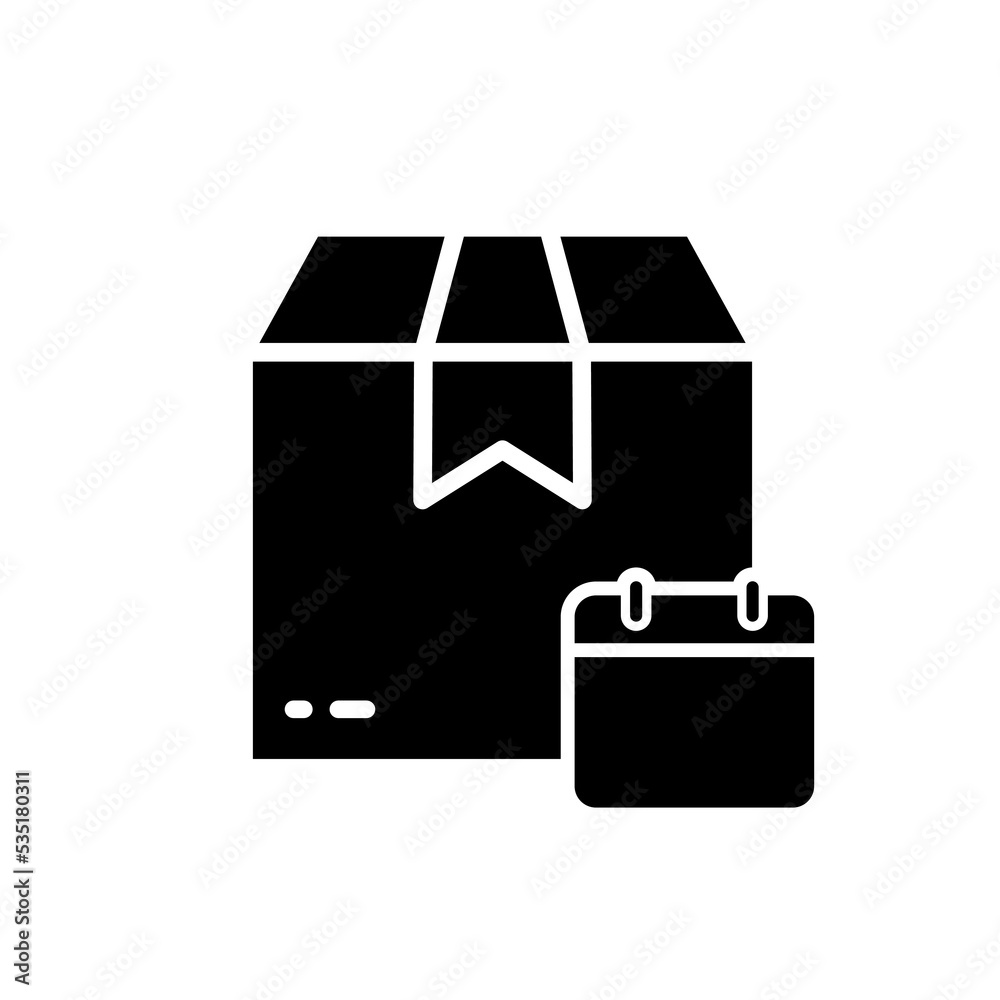 Date Delivery Parcel Box Silhouette Icon. Planner Schedule in Calendar Day Hour Year Glyph Pictogram. Immediate Time Appointment for Express Delivery Service Icon. Isolated Vector Illustration Date Delivery Parcel Box Silhouette Icon. Planner Schedule in Calendar Day Hour Year Glyph Pictogram. Immediate Time Appointment for Express Delivery Service Icon. Isolated Vector Illustration