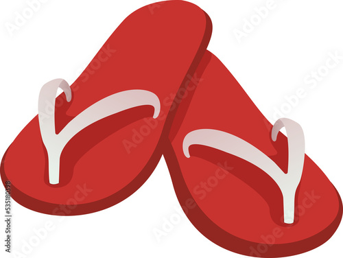 red slippers summer flip flops cartoon illustration