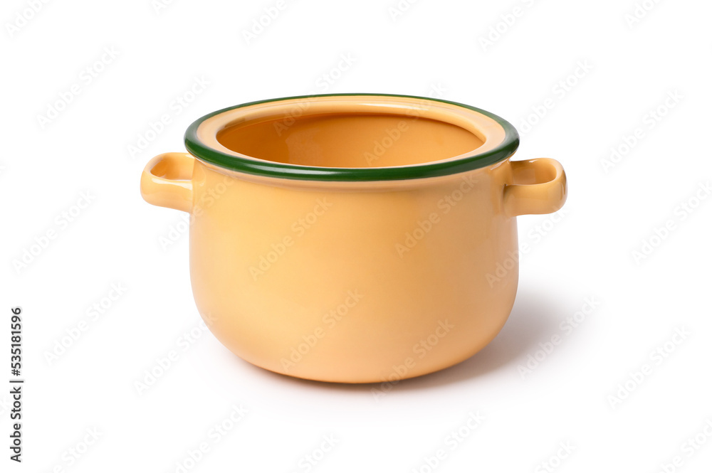 Yellow cooking pot isolated on white background with clipping path. Yellow cooking pot isolated on white background with clipping path.