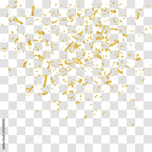 Fototapeta Abstract background with many falling tiny gold confetti pieces