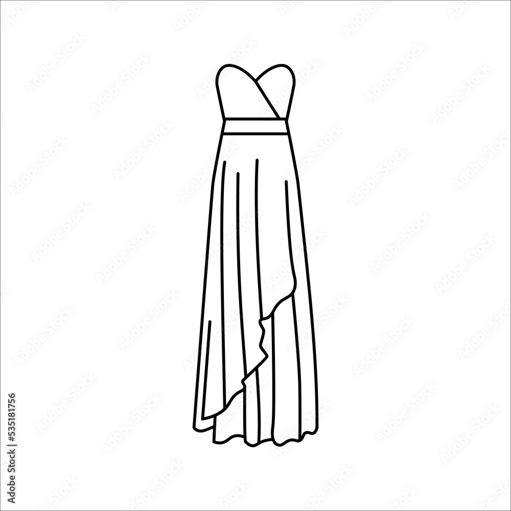 Cocktail Dress Line Icon. vector illustration on White Background Cocktail Dress Line Icon. vector illustration on White Background