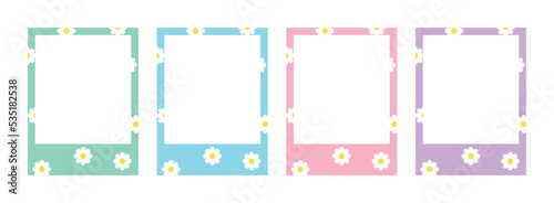 A cute style photo frame set with a colorful background and a daisy flower pattern combination.