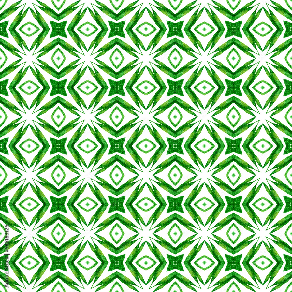 Oriental arabesque hand drawn border. Green bold