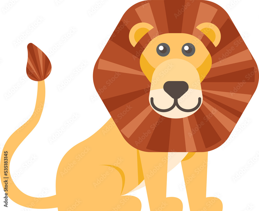 Fototapeta premium Cartoon cute animal lion isolated object illustration