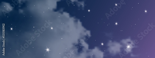 Night sky with clouds and many stars