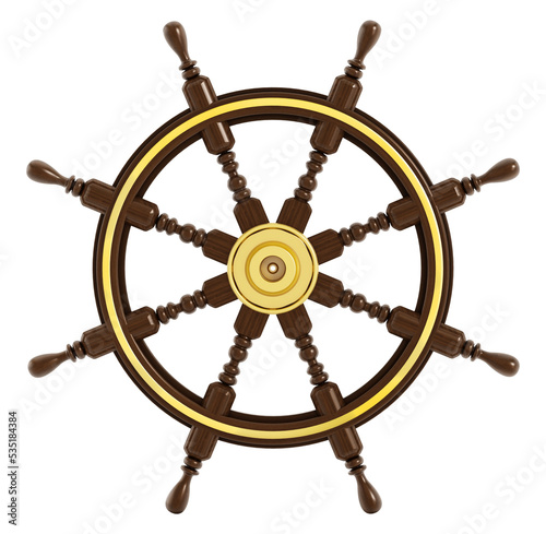 Ship Wheel on transparent background.