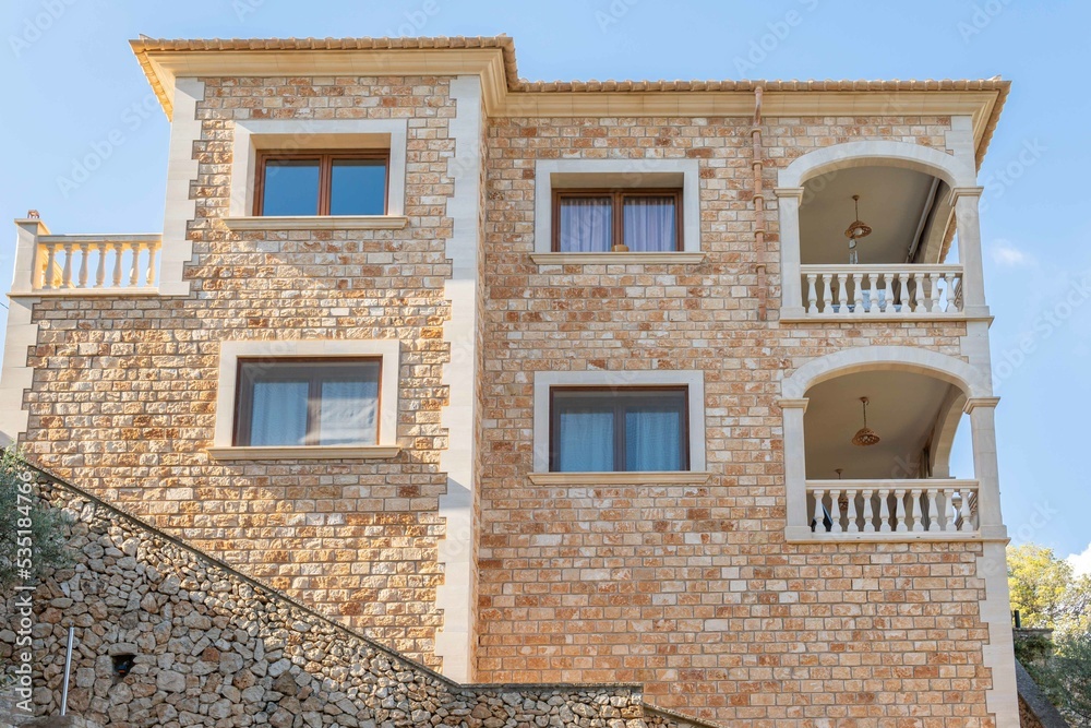 Facade of a luxury Mediterranean style house