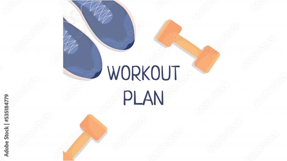 Animated muscle gain scene with text. Workout with dumbbells planning. Build mass. Flat top view HD video footage with alpha channel. Color cartoon style illustration animation. Neucha font used Animated muscle gain scene with text. Workout with dumbbells planning. Build mass. Flat top view HD video footage with alpha channel. Color cartoon style illustration animation. Neucha font used