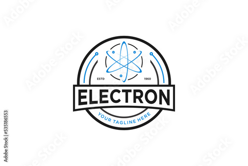 Electron logo design proton atom science orbital core artificial intellegence