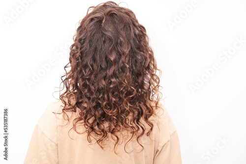 Natural curls with coloring Moisturized healthy curly hair after visiting the salon. Curly method product used