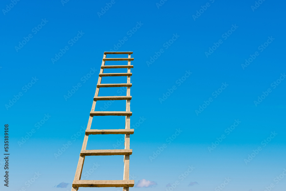 Ladder Photo Development, Attainment ,Motivation. Career Growth Concept.Wooden ...