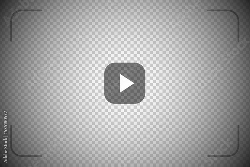 Play video sign on transparent background with opasity play button. Vector semitransparent layer for videoplayer design photo