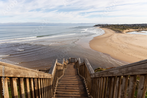 Port Noarlunga beach and the iconic southport stairs in Port Noarlunga South Australia on September 22nd 2022
