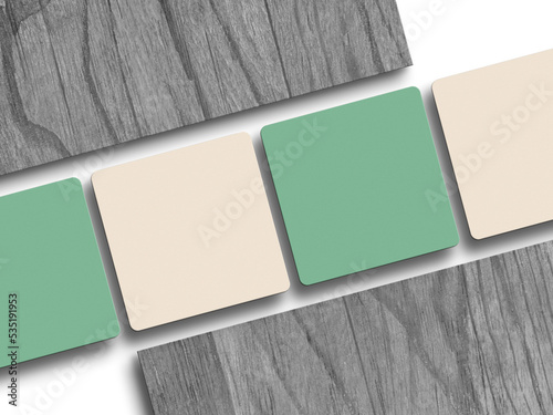 Elegant square business card on wood mockup