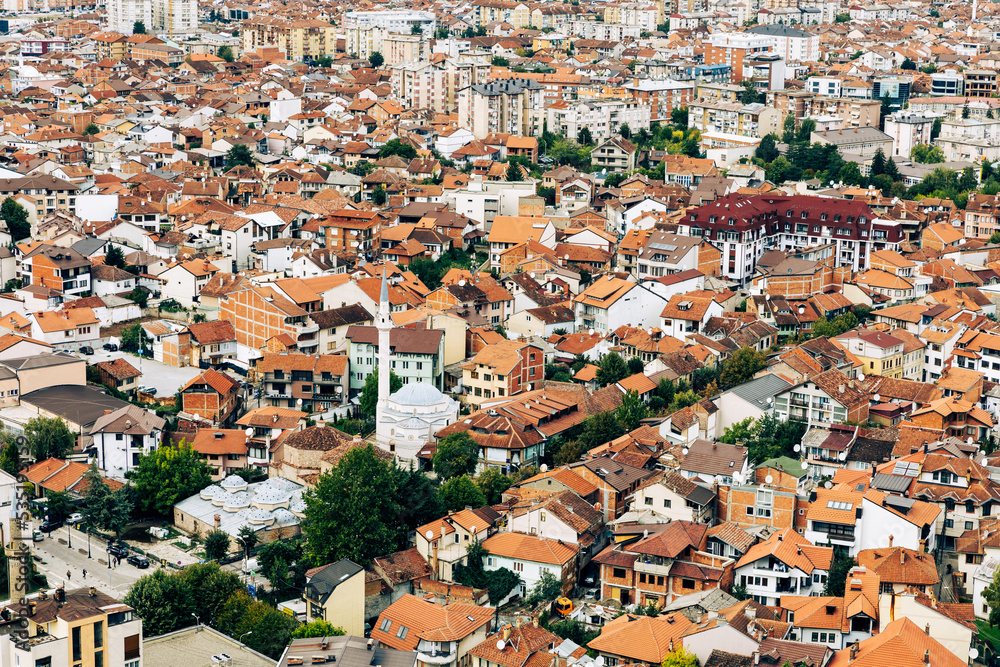 Prizren Old Town and Sinan Pasha Mosque. Popular Tourist Destination in Kosovo. Historic and touristic city located in Prizren. Balkans. Europe. 