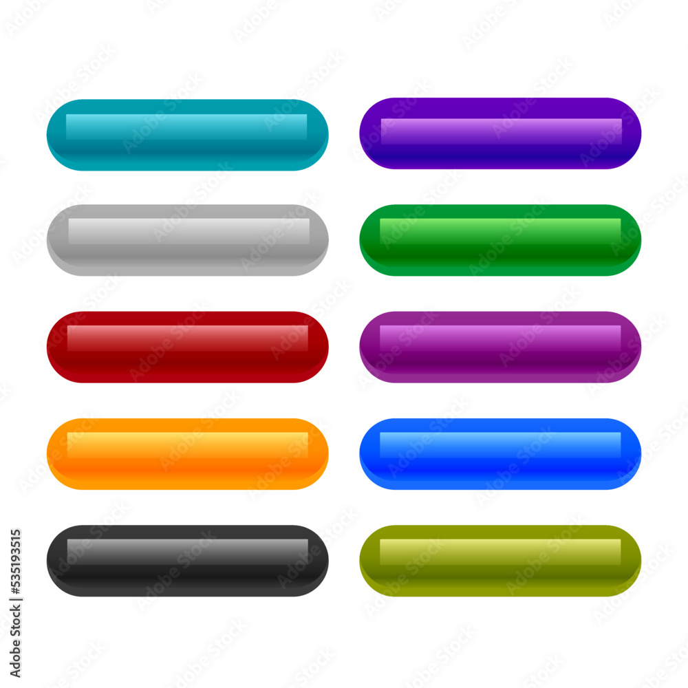 Set of Glossy Web Buttons Flat Vector Set of Glossy Web Buttons Flat Vector
