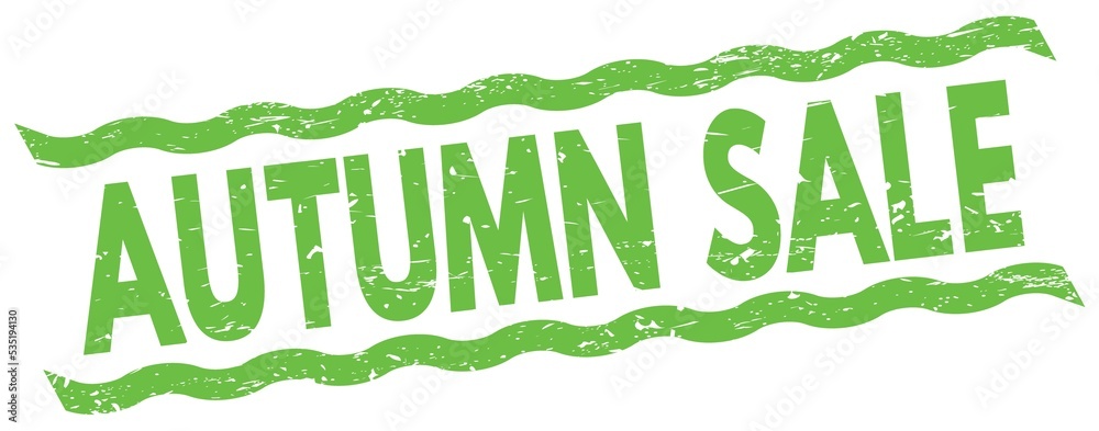 AUTUMN SALE text on green lines stamp sign. AUTUMN SALE text on green lines stamp sign.