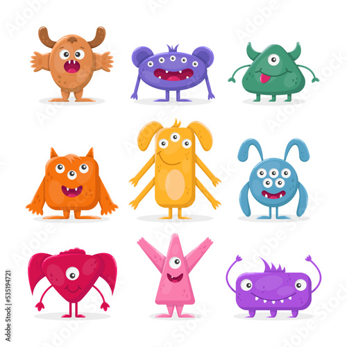 vector set of monster characters for halloween