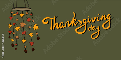 Thanksgiving greeting banner. Vector template for design