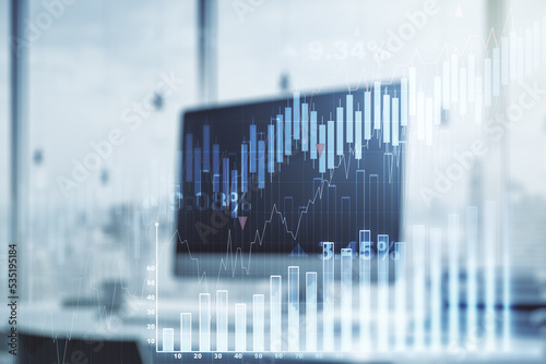 Multi exposure of abstract creative financial graph on modern computer background, forex and investment concept © Pixels Hunter