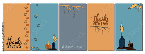 collection Thanksgiving greeting background for phone or stories