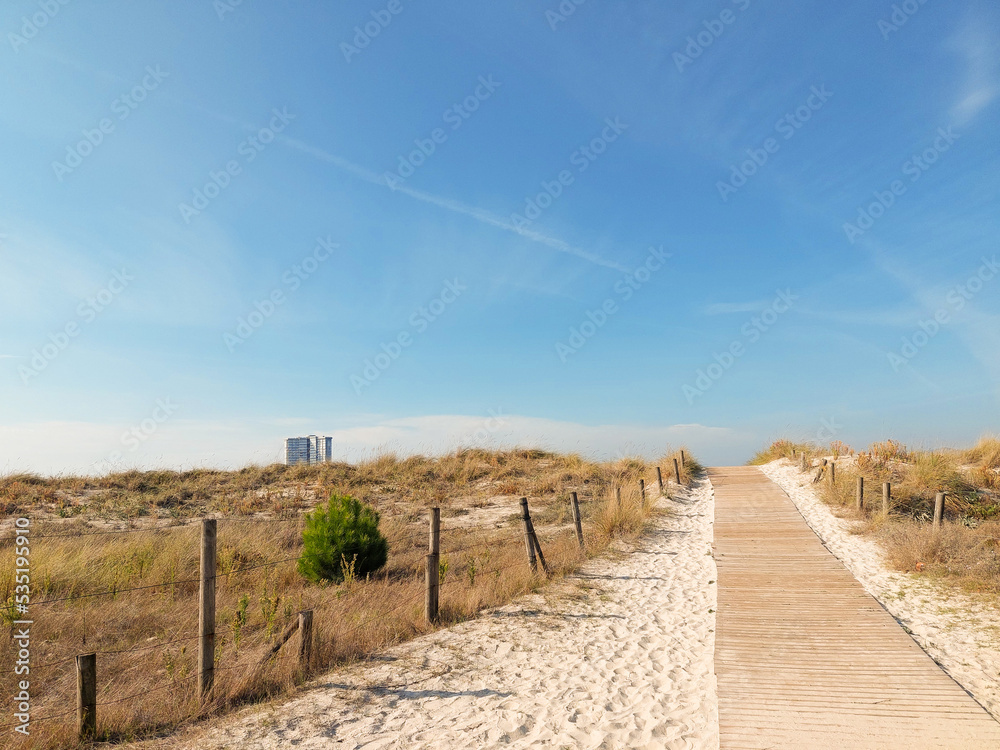 landscape of a path that leads to the beach in galicia