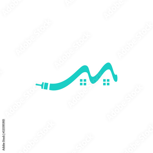 Simple home painter logo design. Letter m inspired resident home painter company vector illustration.