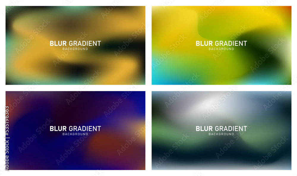 Colorful modern gradient blur background set design