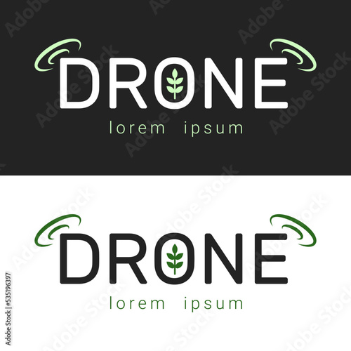 Drone logotype for agriculture, flat design logo template, vector illustration. Set of drone logo isolated on white and black background