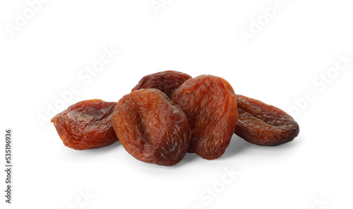 Tasty dried apricots isolated on white. Healthy snack