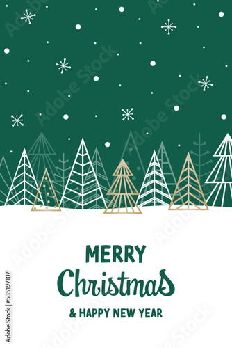 Christmas card with abstract trees. Vector illustration