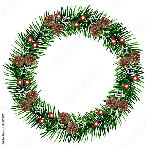 Christmas holiday wreath illustration