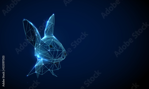 Abstract blue rabbit head. 2023 animal symbol of the year.