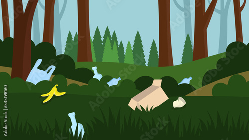 garbage and waste in the forest