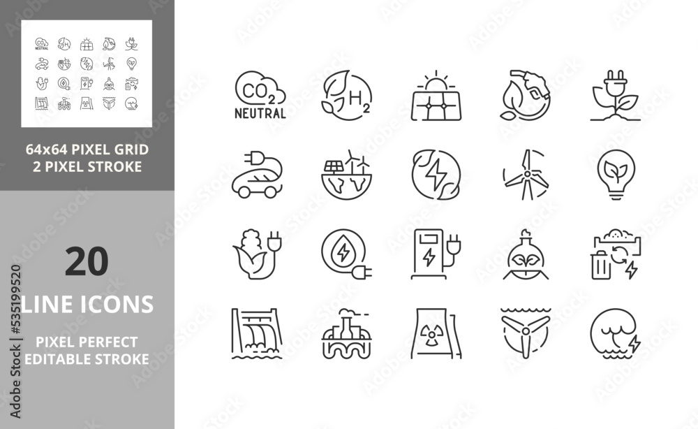 green energy 64px and 256px editable vector set green energy 64px and 256px editable vector set